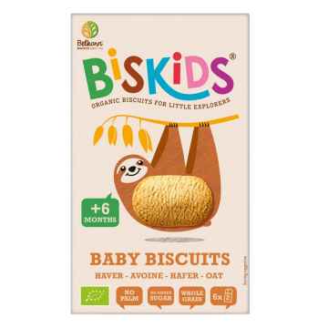 Belkorn BISkids BIO dětské celozrnné ovesné sušenky bez přidaného cukru 6M+, Poškozeno 120g