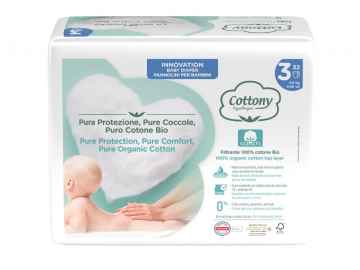 Cottony Cottony jednorázové dětské pleny z bio bavlny č.3 (4-9 kg) 