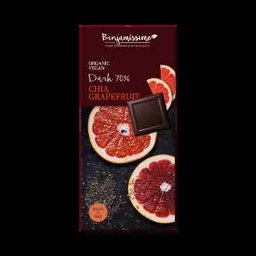 Benjamissimo Benjamissimo Čokoláda tmavá 70% s chia a grapem, 70g, Bio 