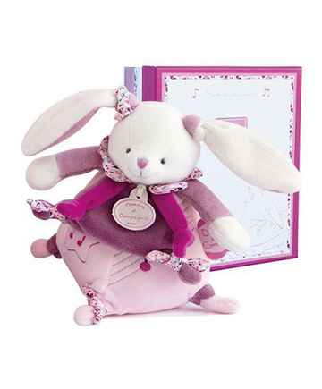 Doudou et Compagnie Paris Doudou Dárková sada - Hudební hračka růžový králíček 17 cm 
