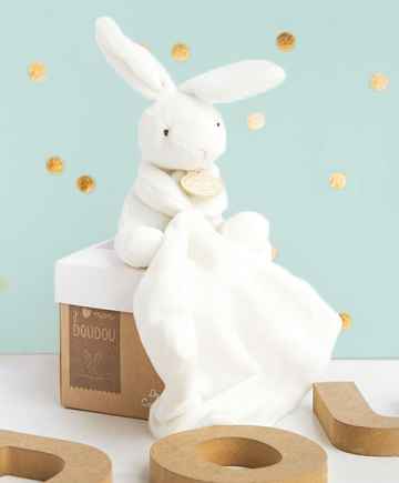 Doudou et Compagnie Paris Doudou Dárková sada - králíček s muchláčkem 10 cm 