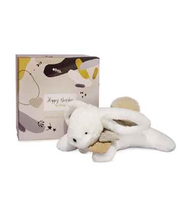 Doudou et Compagnie Paris Doudou Dárková sada - Plyšový králíček s béžovou bambulkou 25 cm 