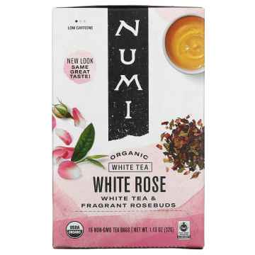 Numi Organic Tea White Rose, bílý čaj ochucený 32 g, 16 ks