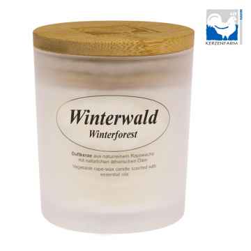 Kerzenfarm Přírodní svíčka Winter Forest, mléčné sklo 1 ks, 8 cm