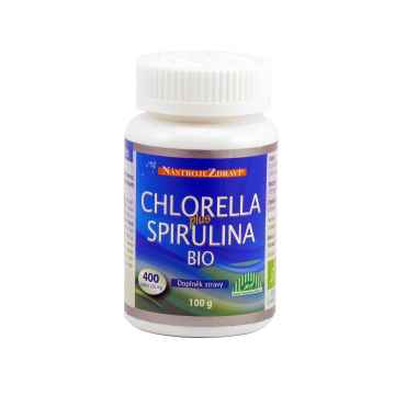 Chlorella plus Spirulina bio, tablety 400 ks, 100 g