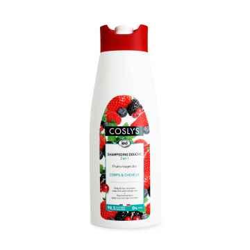 Coslys Sprchový šampon bez mýdla 2 v 1 na vlasy a tělo červené bobule 750 ml