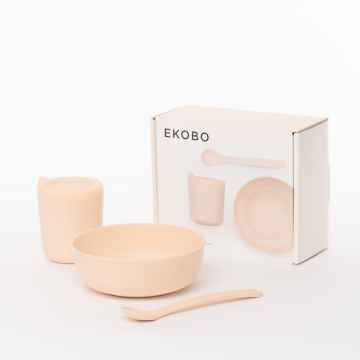 EKOBO Bamboo Baby Feeding Set - Blush dětská sada na krmení 3 ks