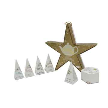 English Tea Shop Vánoční zlatá hvězda, 6 pyramidek, bio 1 ks sada, (6 ks v balení)
