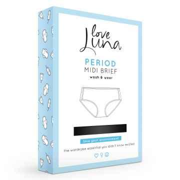 love Luna Menstruační kalhotky Midi Black černé 1 ks, L
