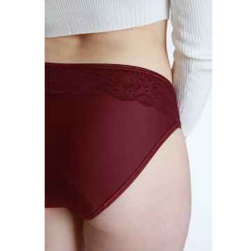 SAYU Menstruační kalhotky Klasické s krajkou bordó 1 ks, vel. 36