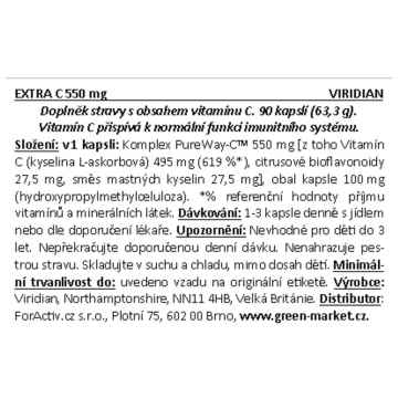Viridian Extra C 550 mg, kapsle 90 ks