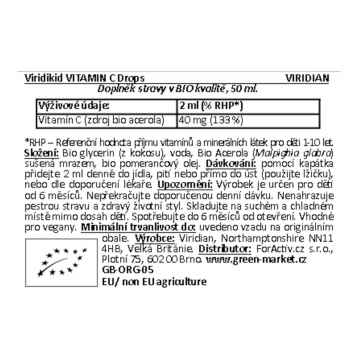 Viridian Viridikid Vitamin C, kapky 50 ml